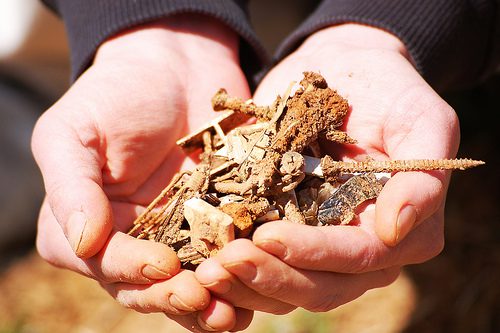 handful of nails and trash