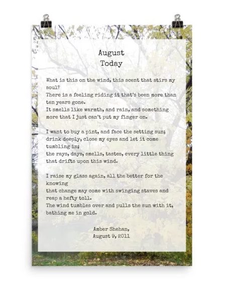 August Today poem - product on pixiespocket.com