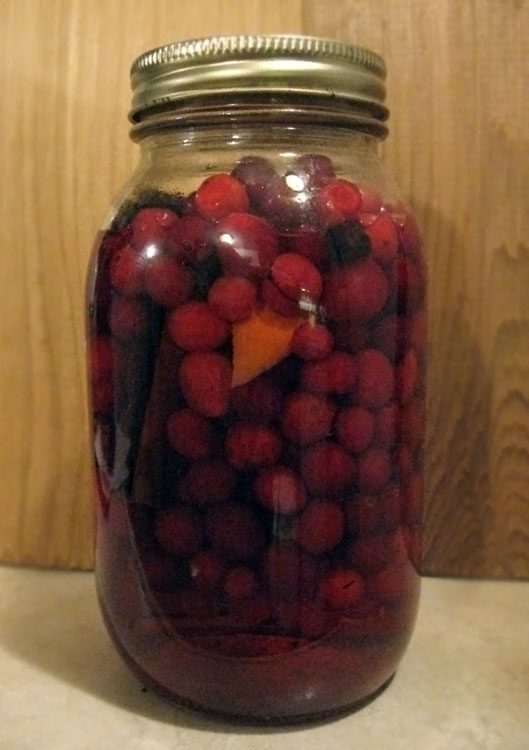 jar of cranberry cordial