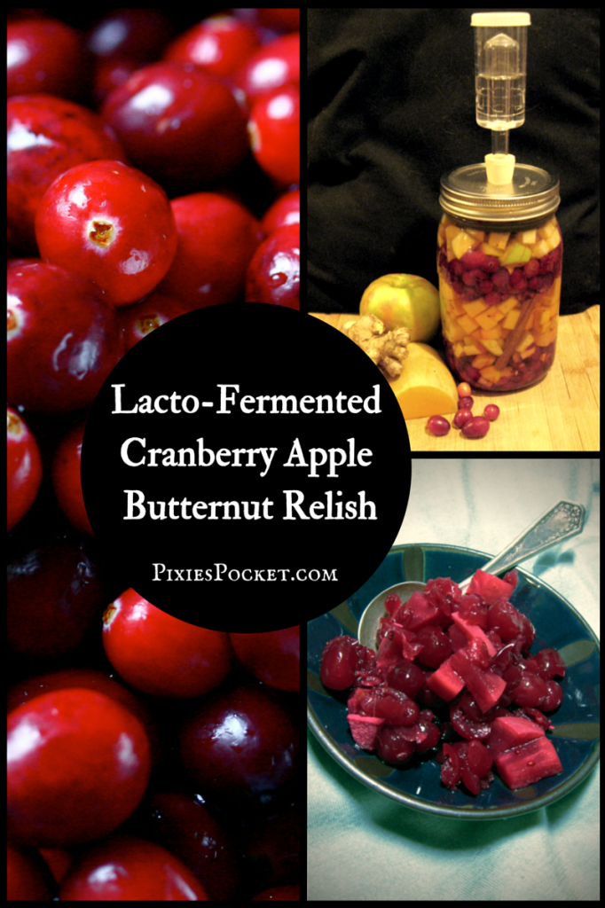 Lacto fermented cranberry apple butternut relish