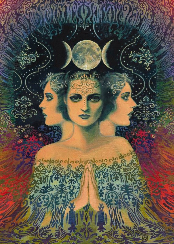 Moon Goddess of Mystery Psychedelic Tarot Art by Emily Balivet