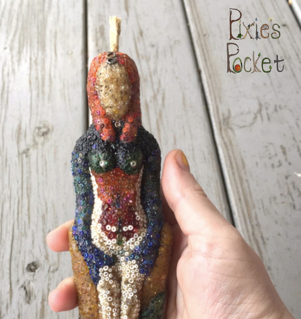 beaded goddess beeswax candle - pixiespocket.com