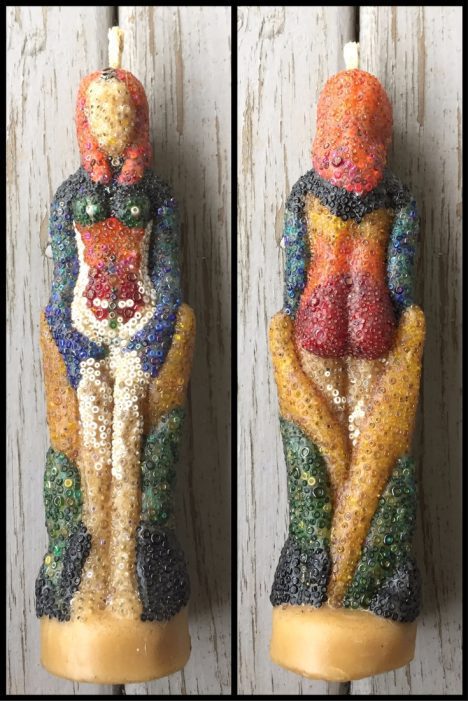 beaded goddess beeswax candle - pixiespocket.com