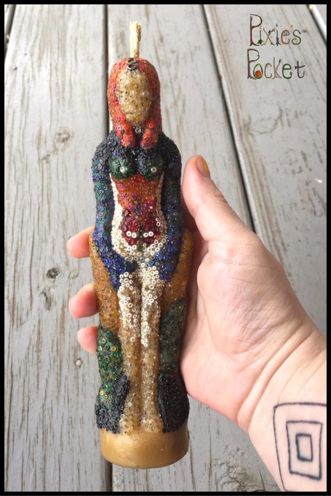 beaded goddess beeswax candle - pixiespocket.com