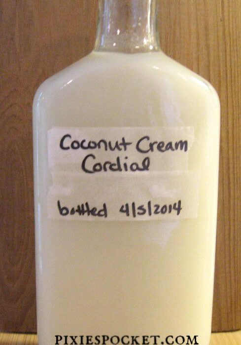 Coconut cream cordial recipe from pixiespocket.com