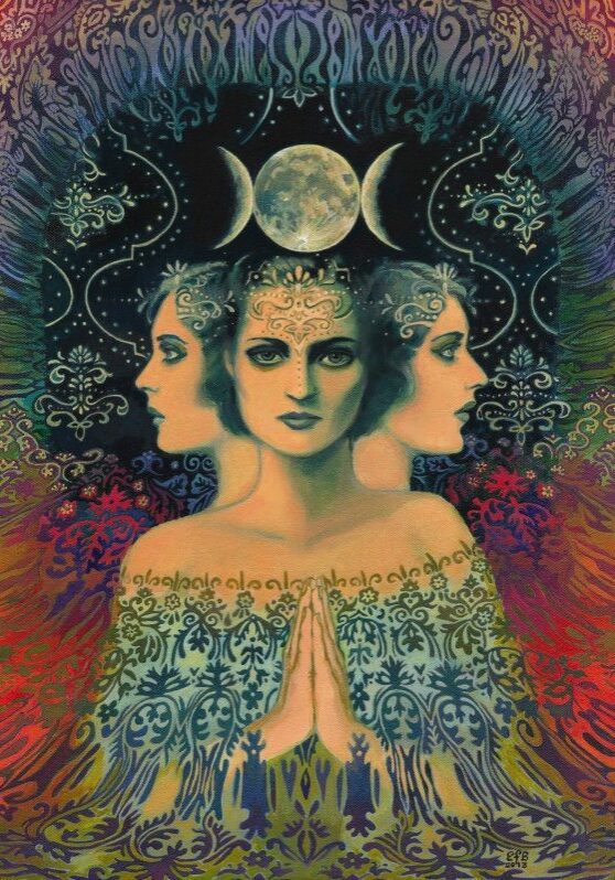 Moon Goddess of Mystery Psychedelic Tarot Art by Emily Balivet