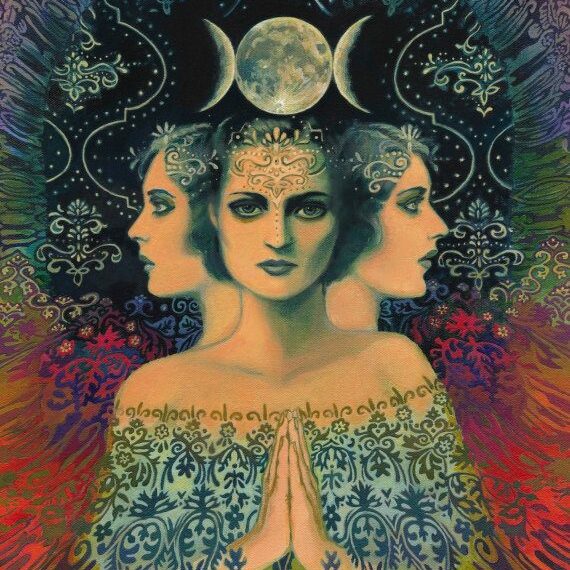 Moon Goddess of Mystery Psychedelic Tarot Art by Emily Balivet